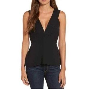 Trouve black zipper back peplum tank, size L
